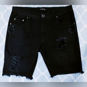 Kayden K Distressed Denim Shorts Men’s 36 Black Cutoff Stretch